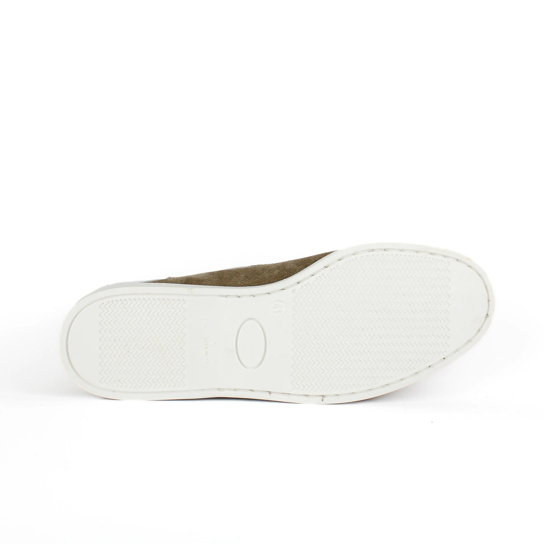 Taupe Suede Boat Moccasins