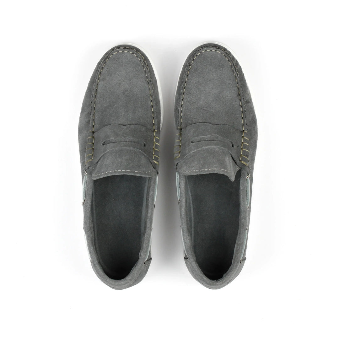 Grey Suede Boat Moccasins