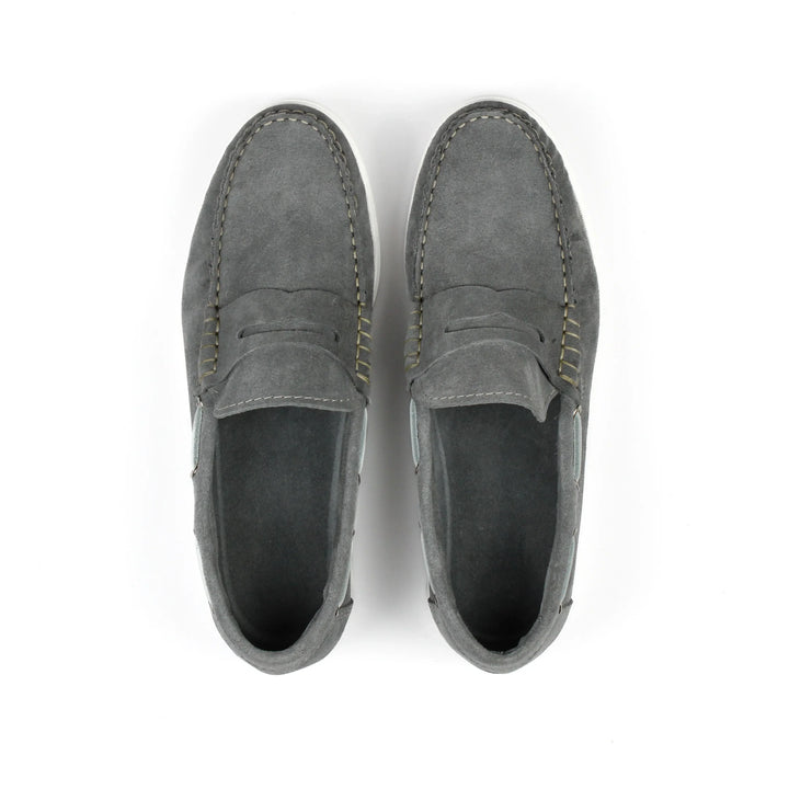 Grey Suede Boat Moccasins