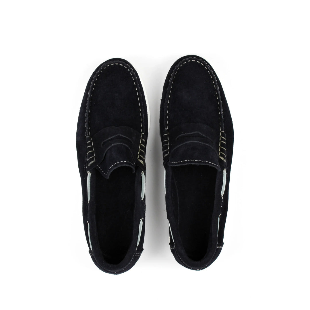 Blue Suede Boat Moccasins