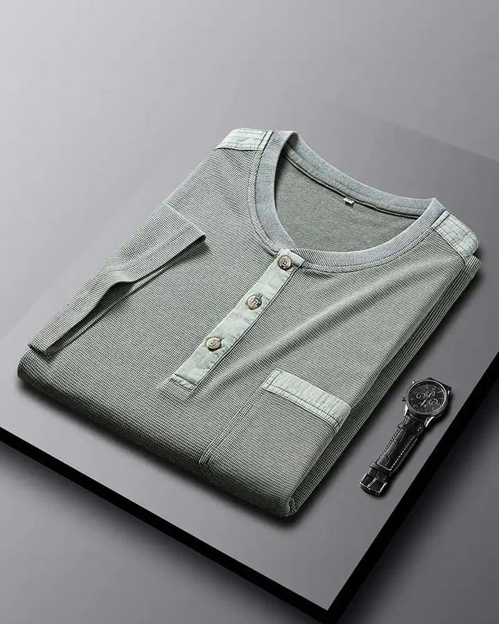 Dionos Waffle Knit Long Sleeve Henley