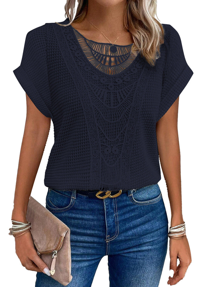Zarelle | Top with Lace Accents