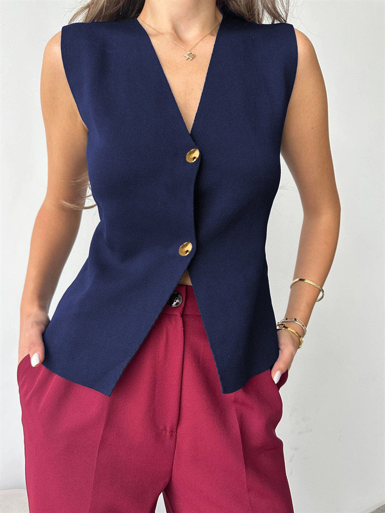 Gaby | Sleeveless Button-Up Blouse