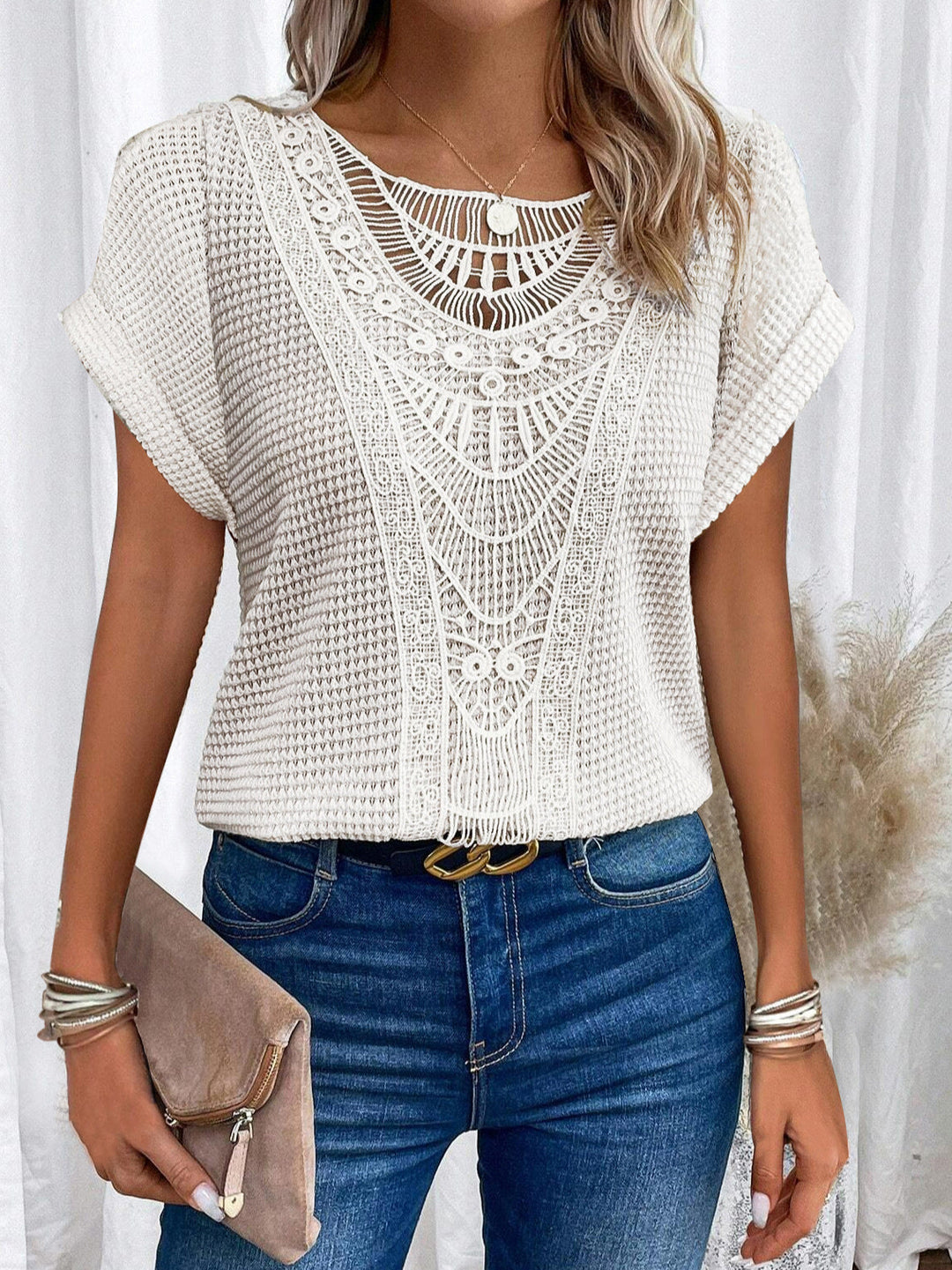 Zarelle | Top with Lace Accents