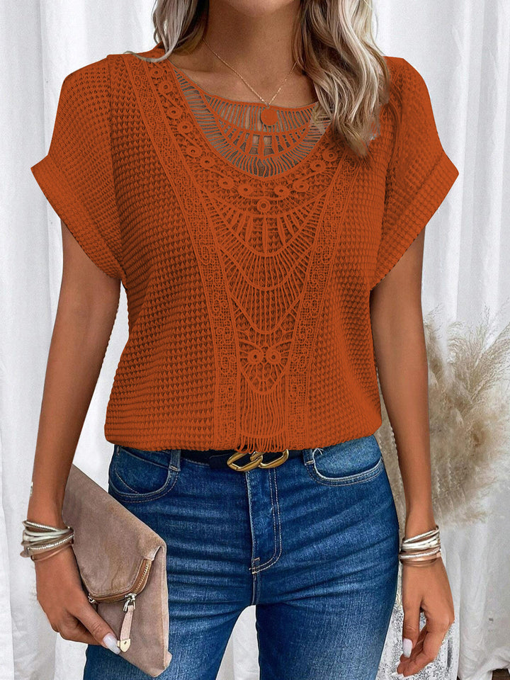 Zarelle | Top with Lace Accents