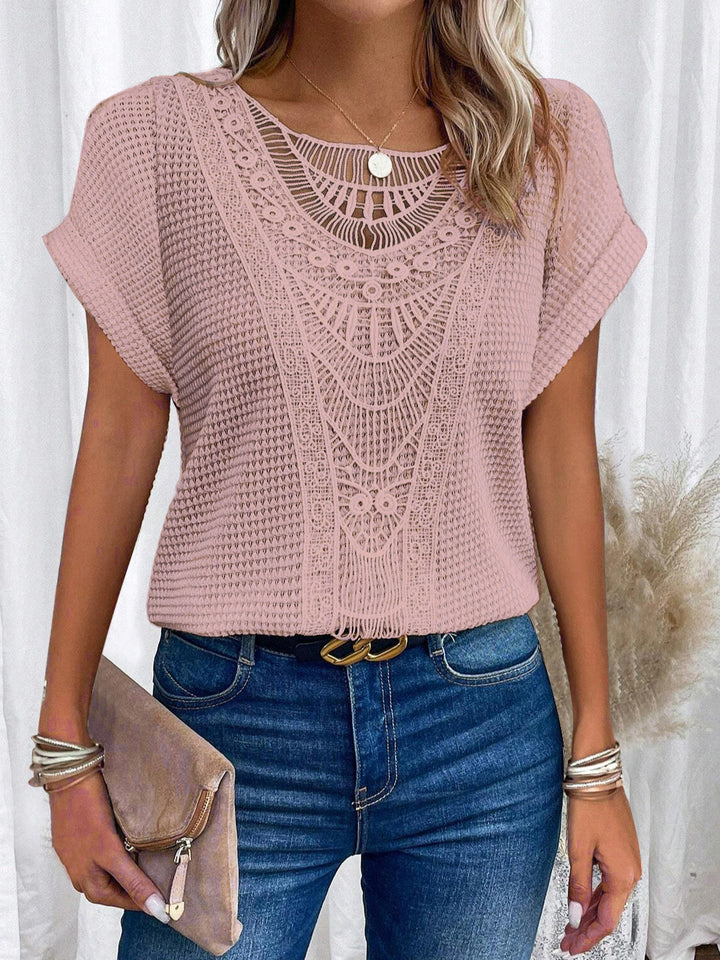 Zarelle | Top with Lace Accents