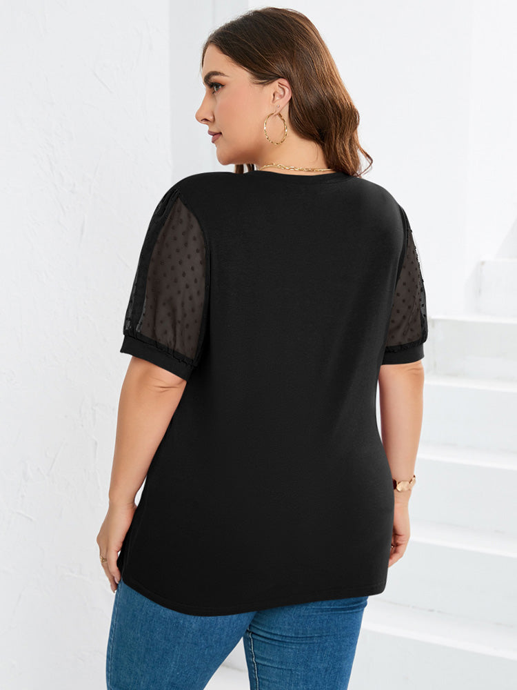Rema | V-Neck Top with Sheer Sleeves