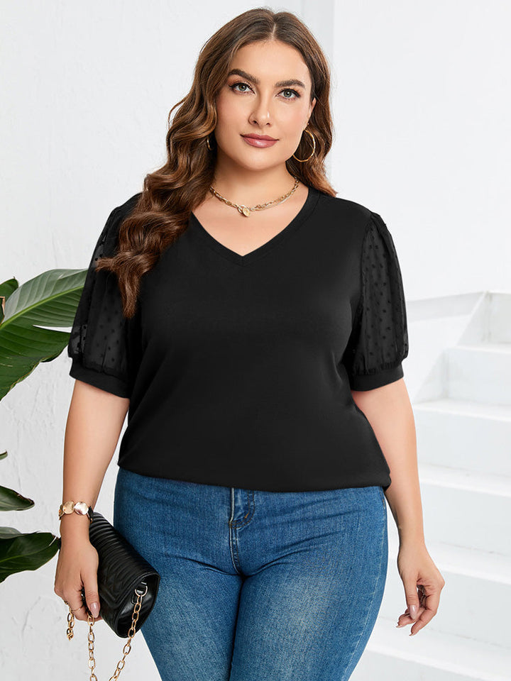 Rema | V-Neck Top with Sheer Sleeves