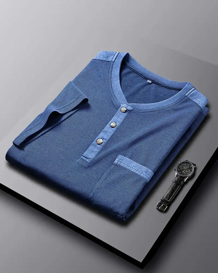Dionos Waffle Knit Long Sleeve Henley