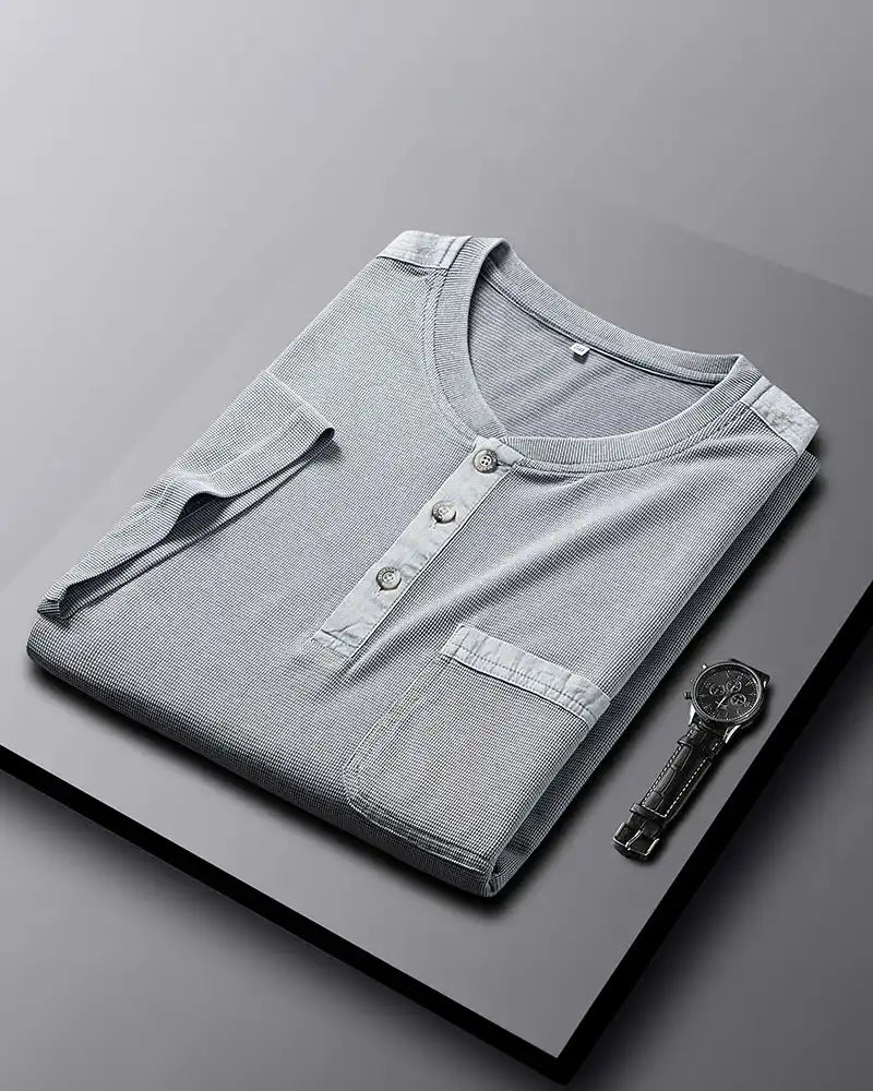 Dionos Waffle Knit Long Sleeve Henley
