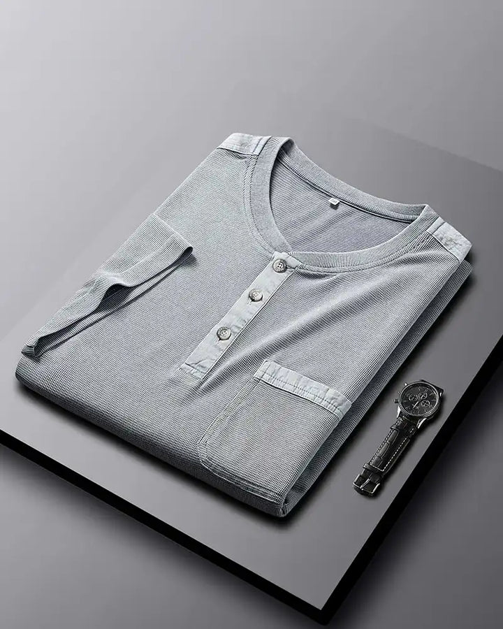 Dionos Waffle Knit Long Sleeve Henley