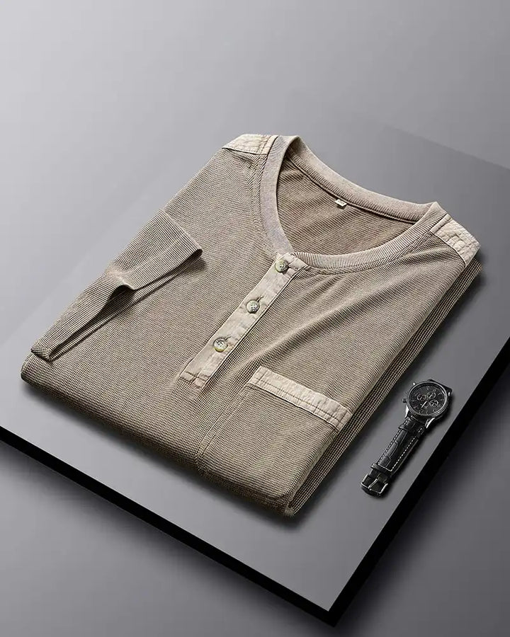 Dionos Waffle Knit Long Sleeve Henley