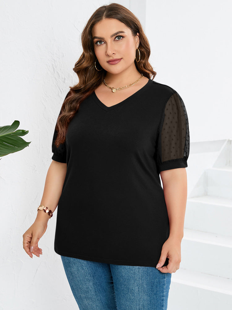 Rema | V-Neck Top with Sheer Sleeves