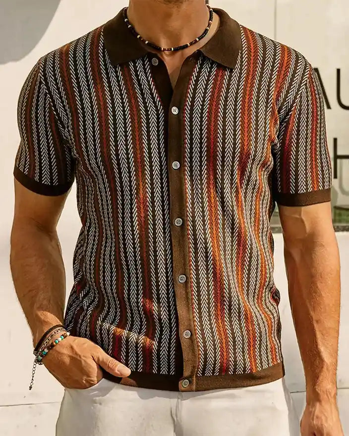 Herringbone Pattern Polo Shirt by Alexander