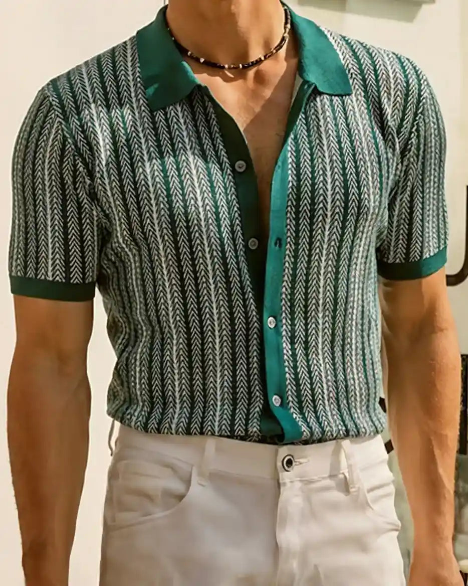 Herringbone Pattern Polo Shirt by Alexander