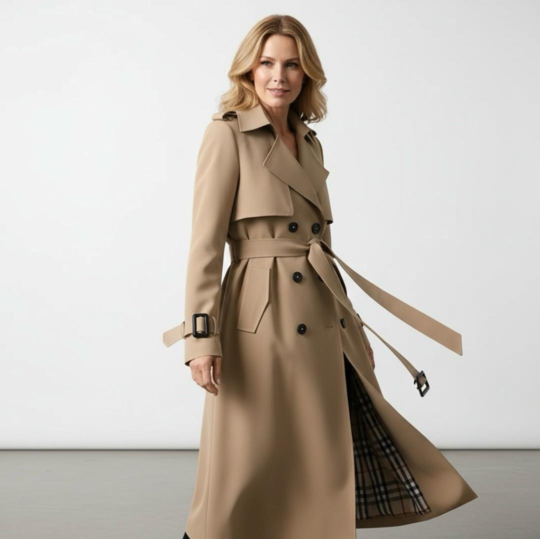 Ivory Saige Elegant Trench Coat with Timeless Style