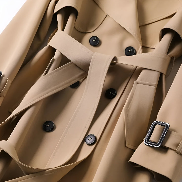 Ivory Saige Elegant Trench Coat with Timeless Style